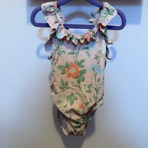 Janie and Jack Floral Ruffle One Piece Swimsuit Girls 3T